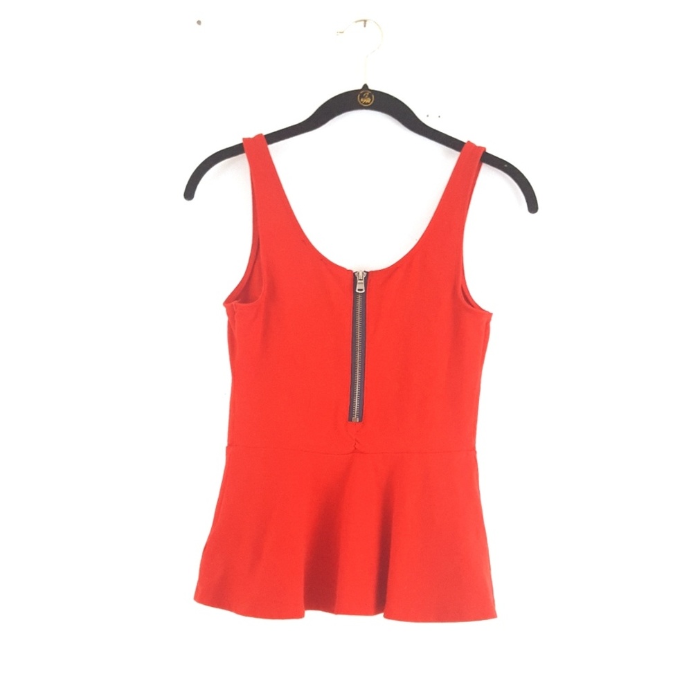 Express • Hot Red Zip Back Peplum Tank